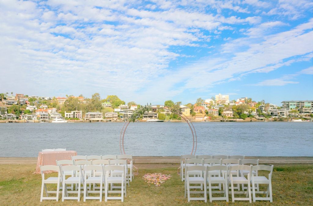 rose gold circular wedding arbour Brisbane