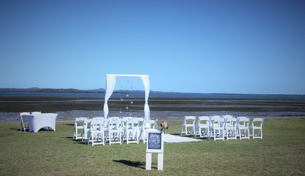 s beach Victoria point wedding setup