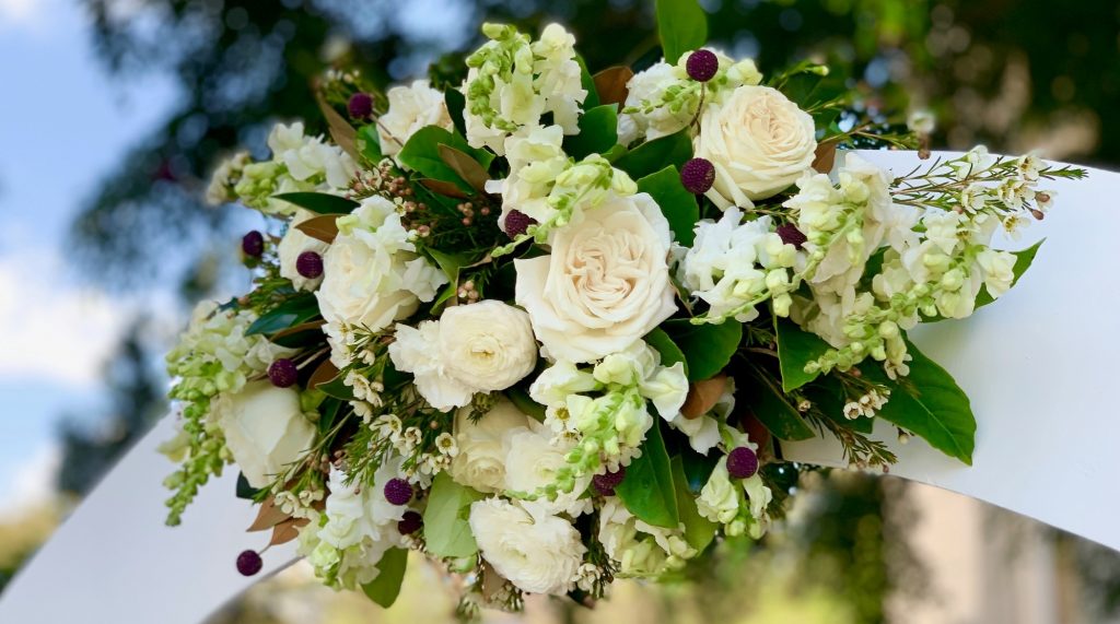 Wedding arbour flowers