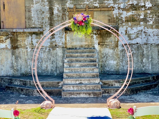 wedding ceremony decor at Fort Lytton