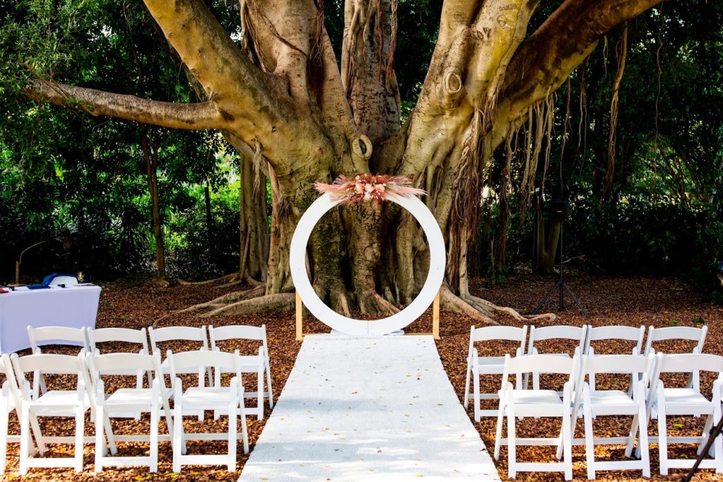 Brisbane City Botanical Gardens wedding ceremony setup