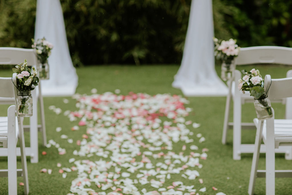 rose petal wedding aisle