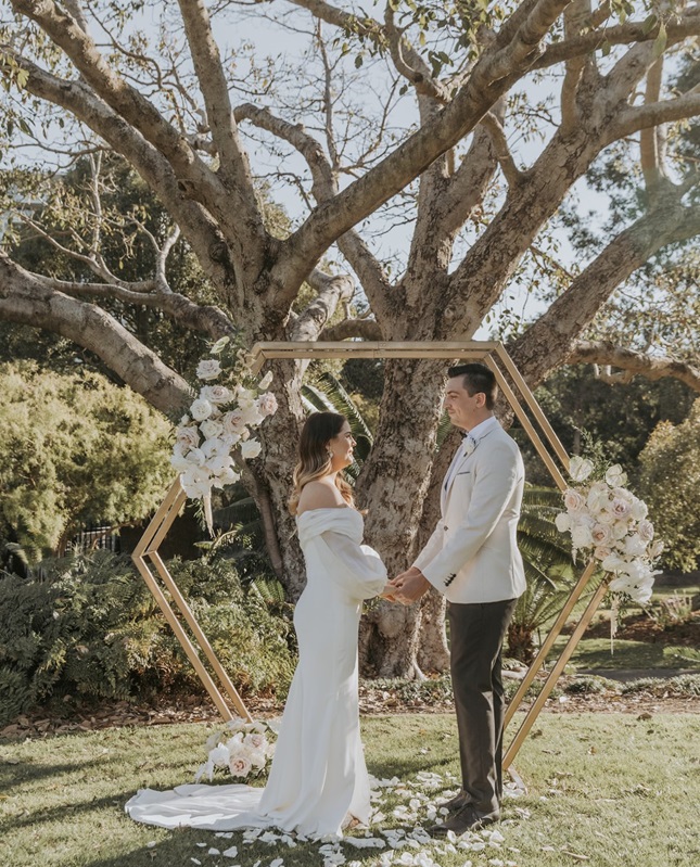 Hexagon wedding arch Brisbane