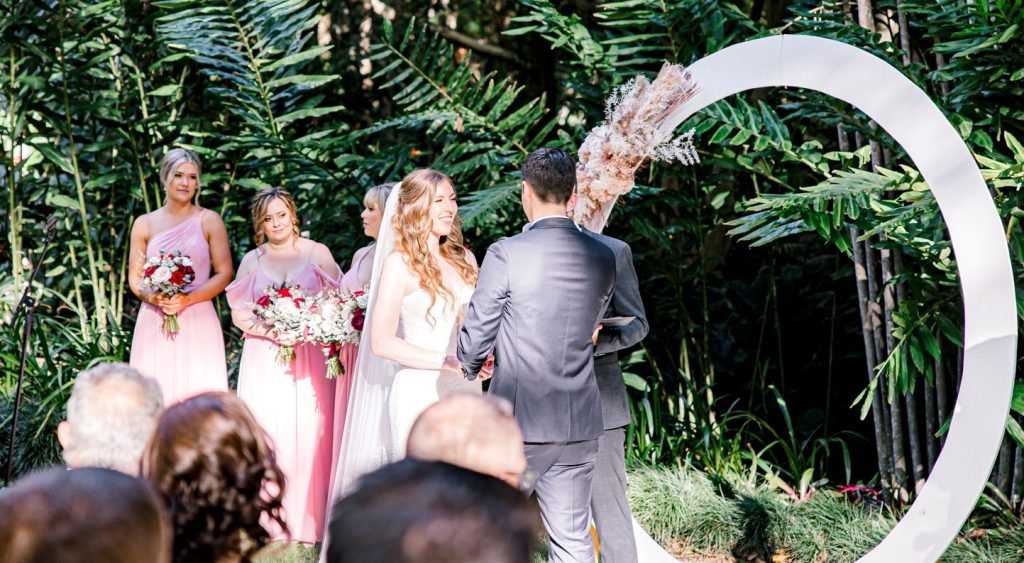 Circle arch wedding ceremony setup