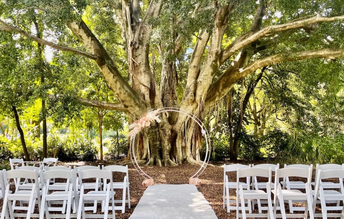 rose gold circle wedding arbour