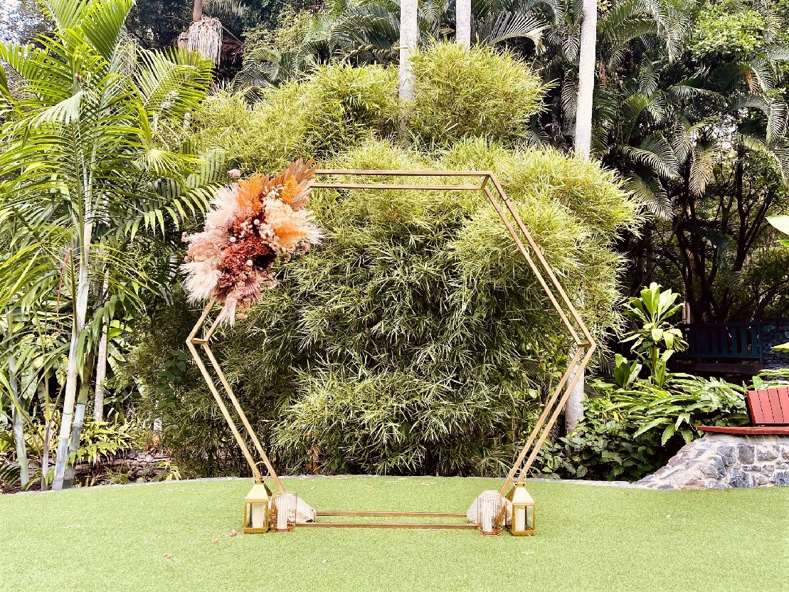 Mt Coot-tha hexagon wedding arch