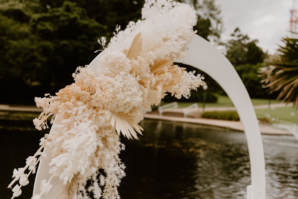 wedding arbor dried flowers