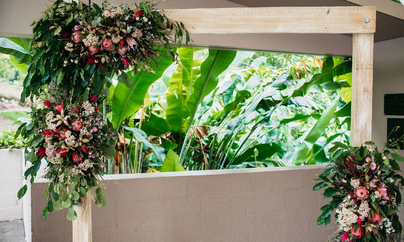 chic wooden wedding arbour