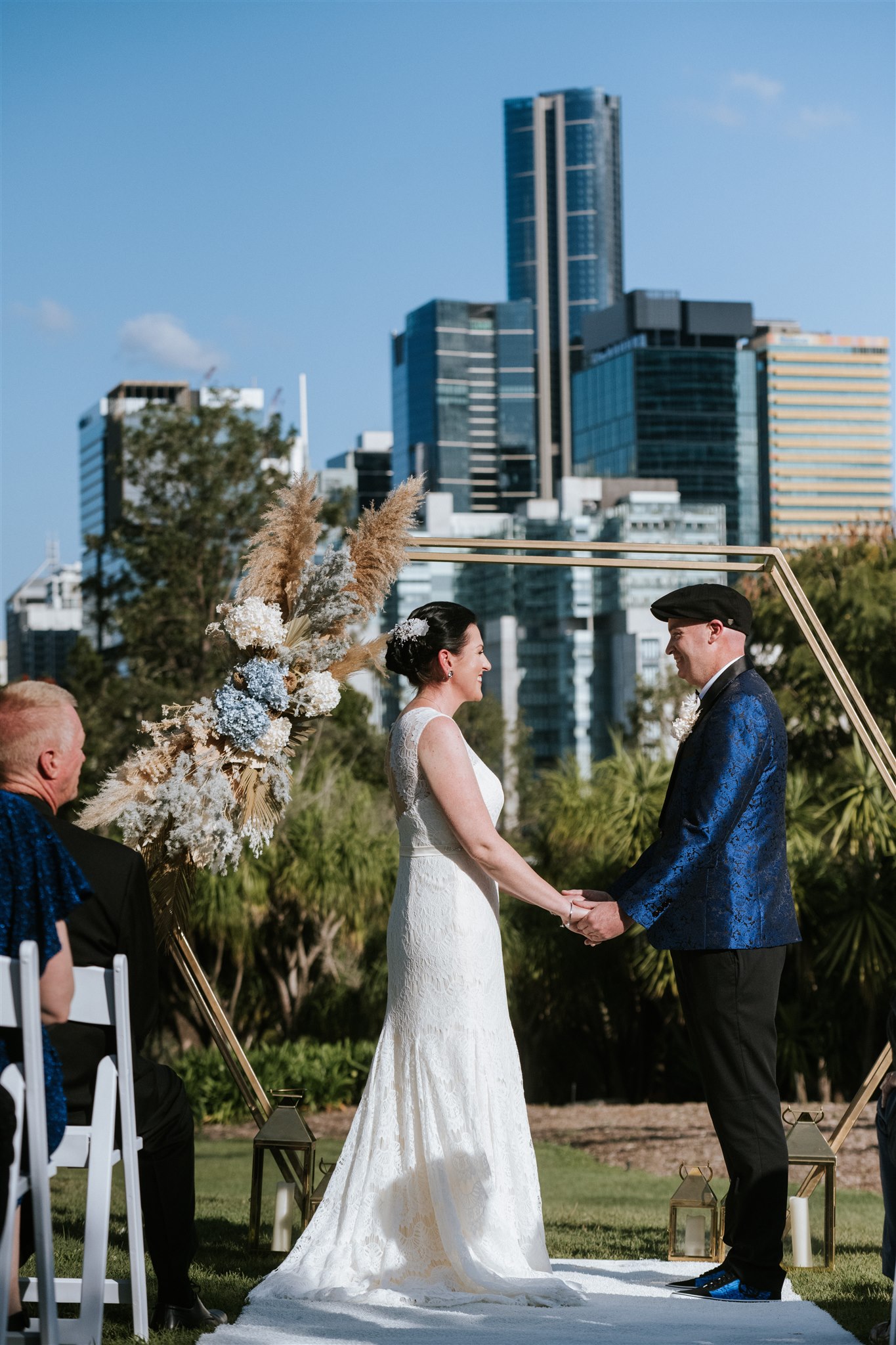 gold hexagonal wedding arbour