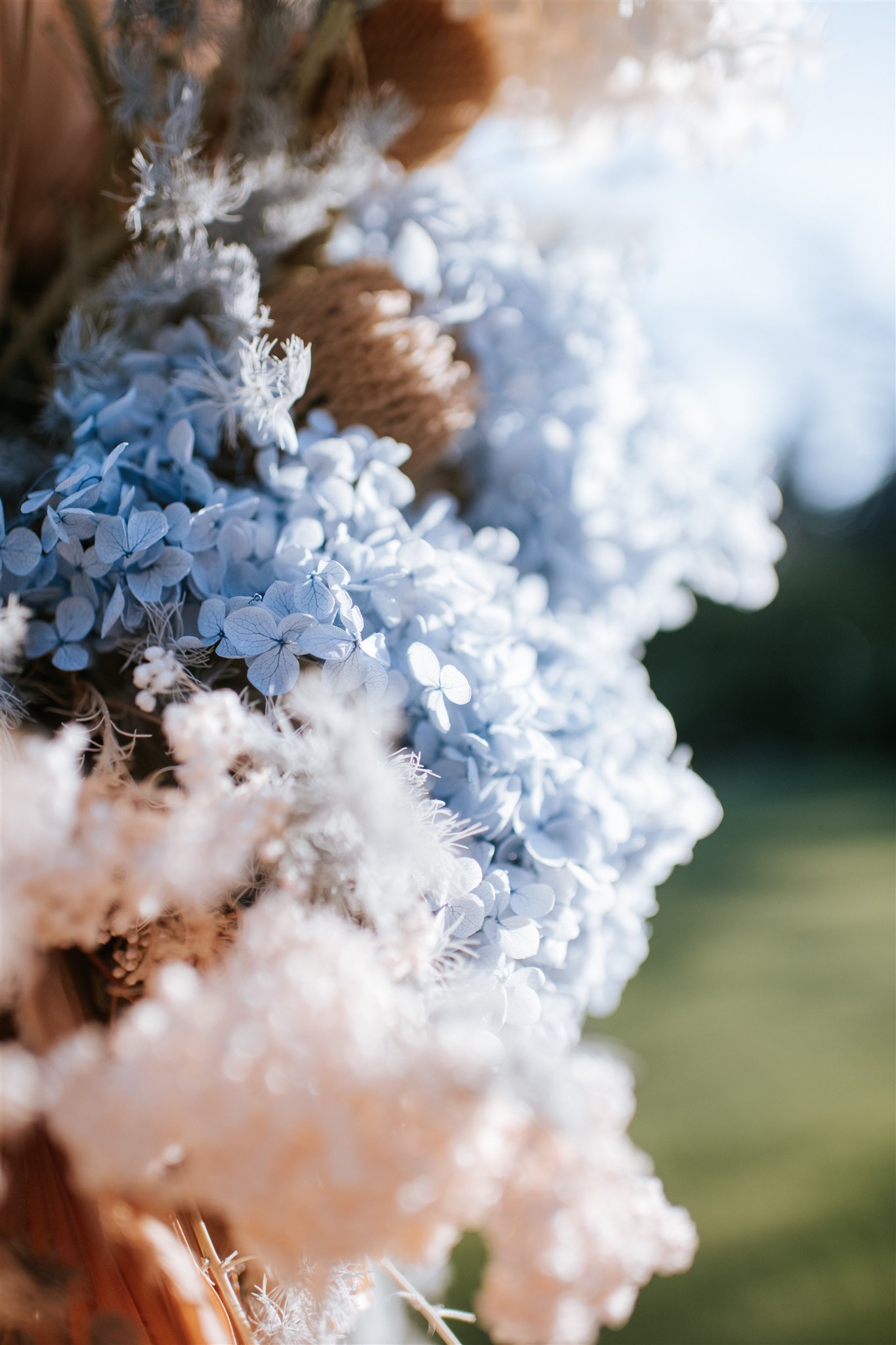 blue wedding arbour flowers