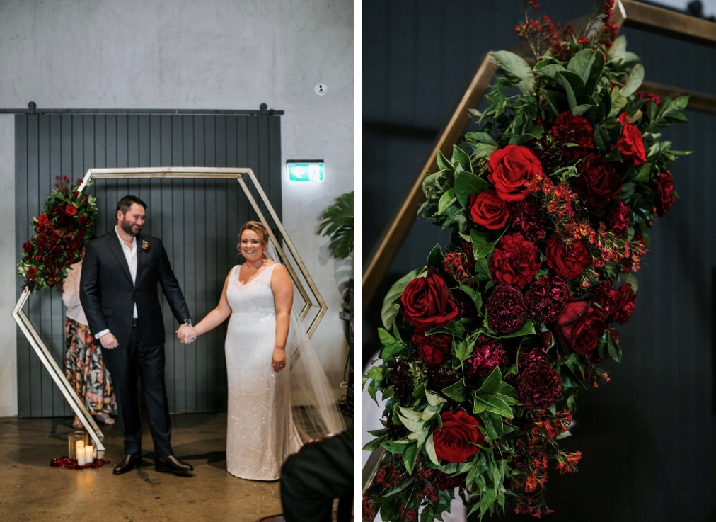 red wedding ceremony decor