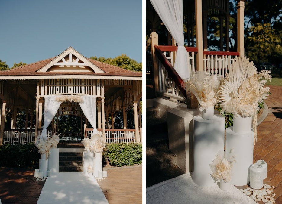 white wedding plinths