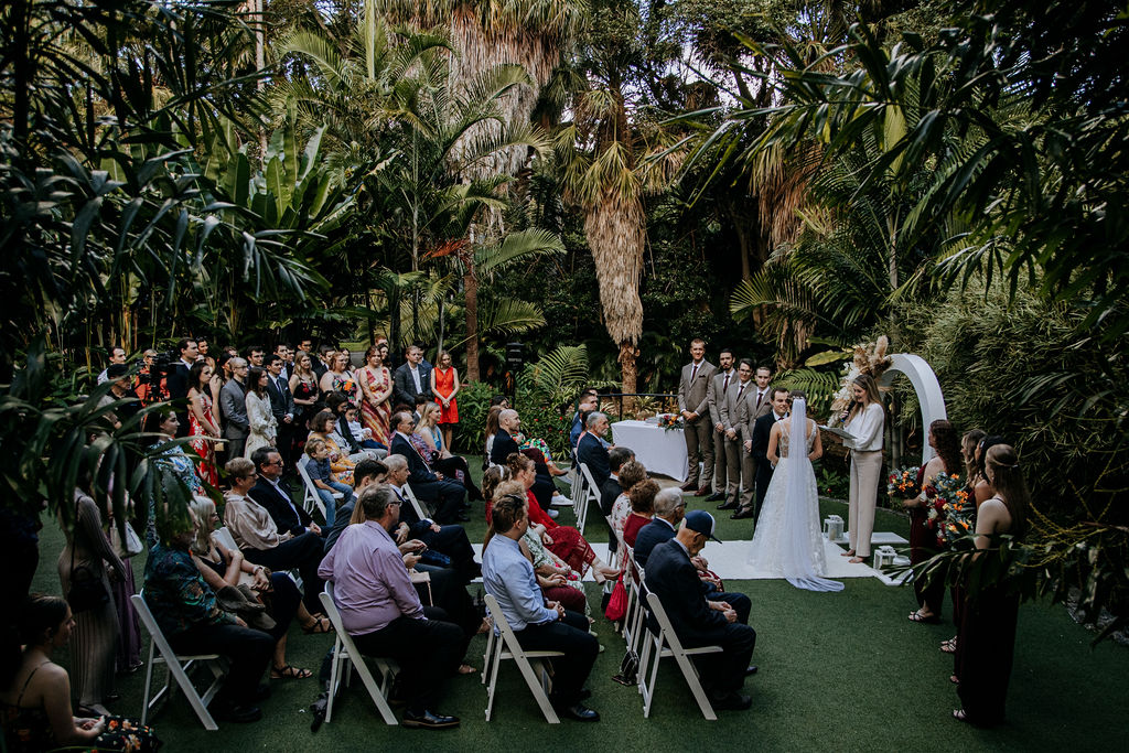 Palm tree Lawn wedding Mt Coot-tha