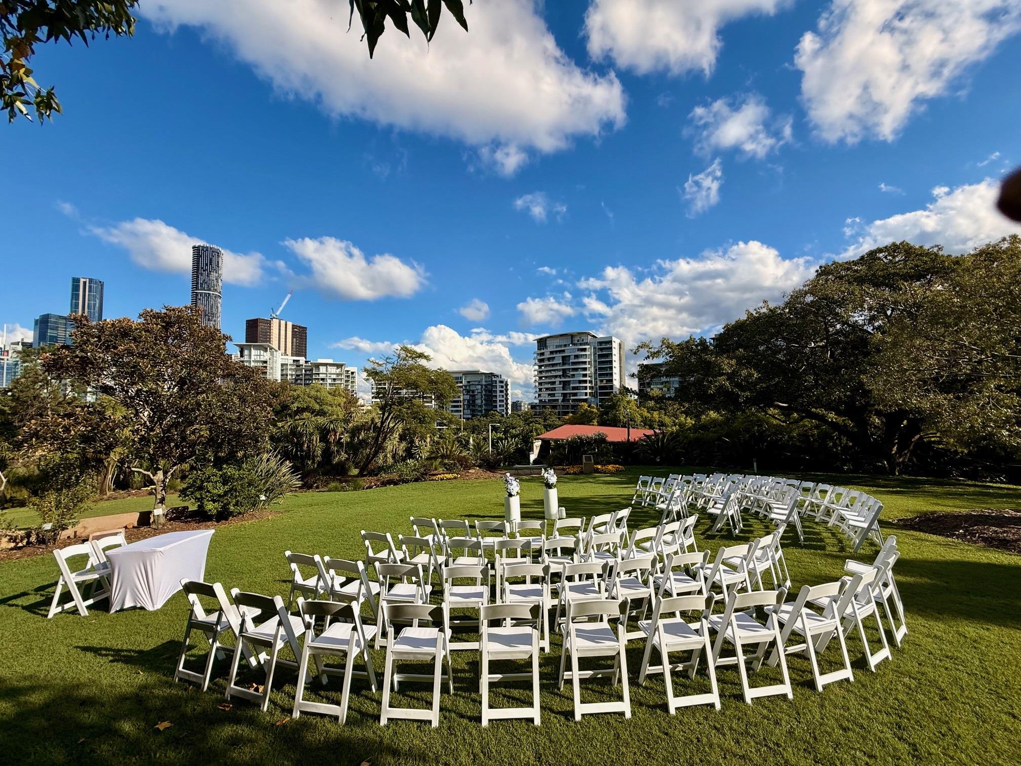 curved wedding ceremony chairs Brisbane