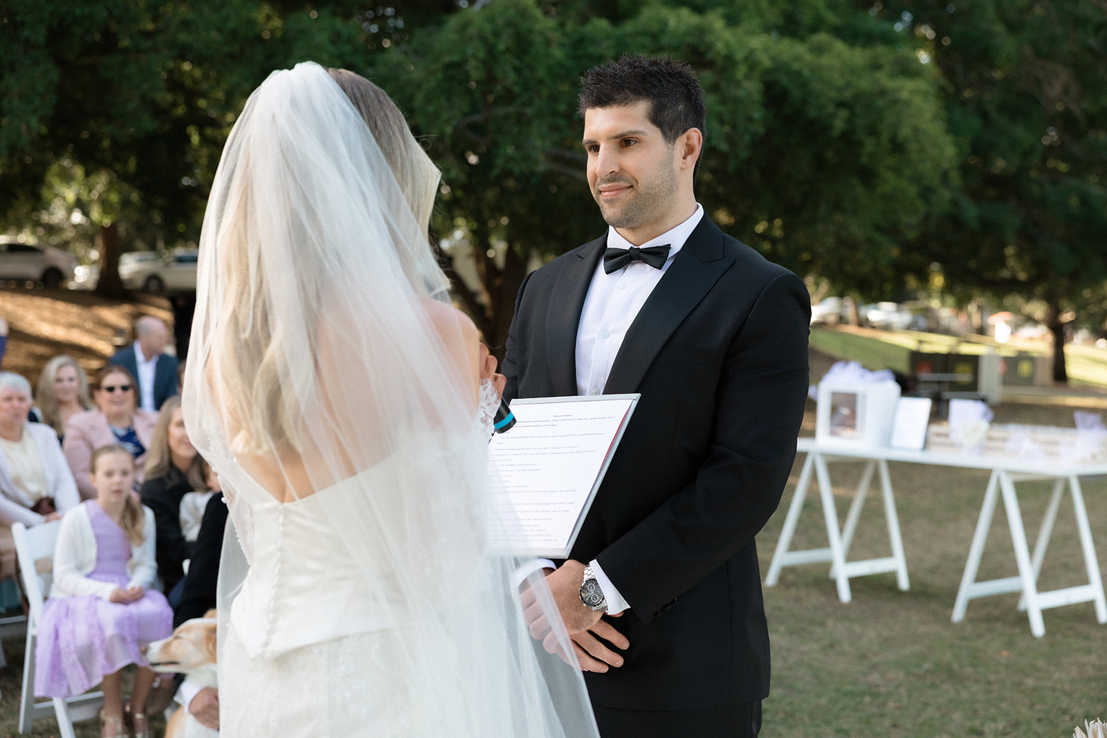 New Farm wedding ceremony River View lawn