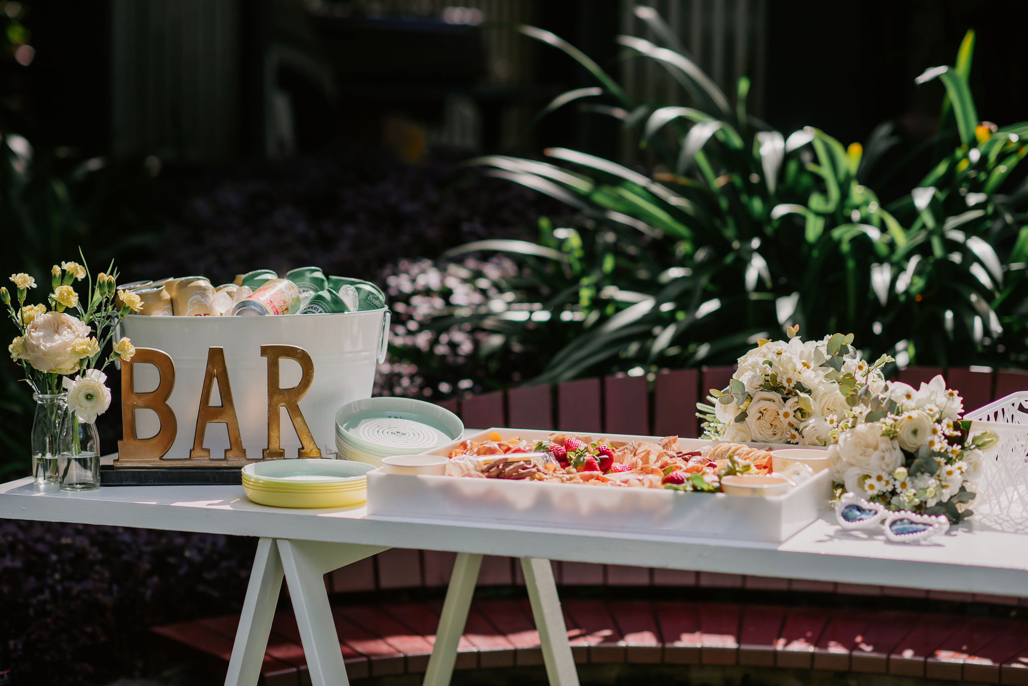 wedding celebration drinks and nibbles table