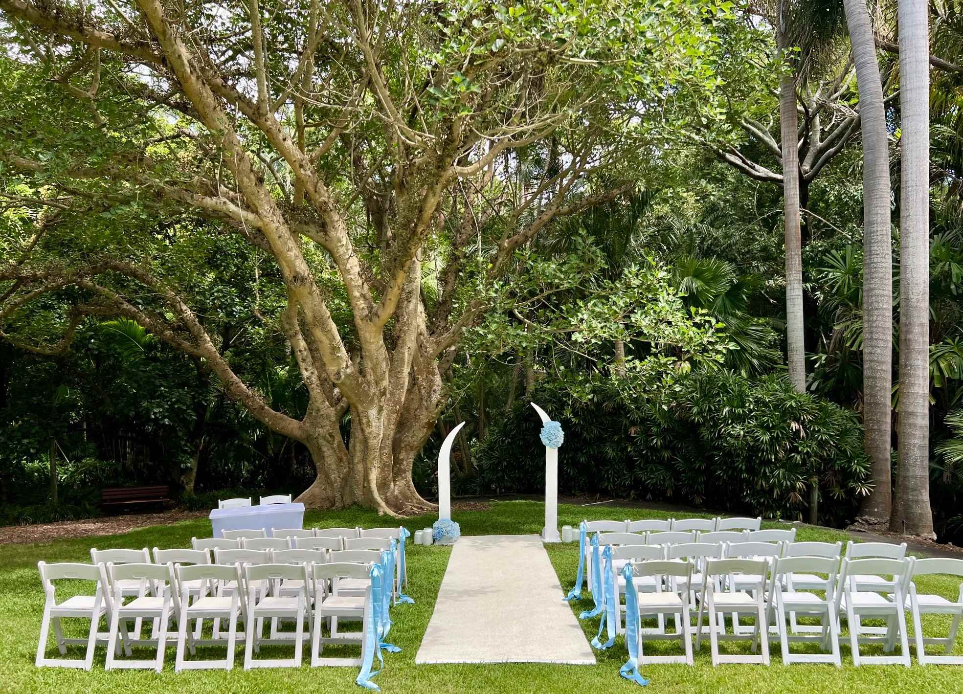 dusky blue wedding decor Mt Coot-tha