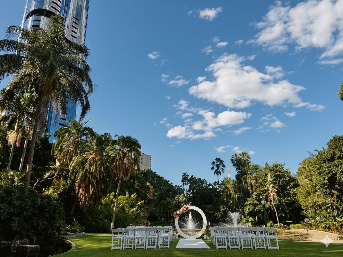 Botanical gardens Brisbane City wedding ceremony