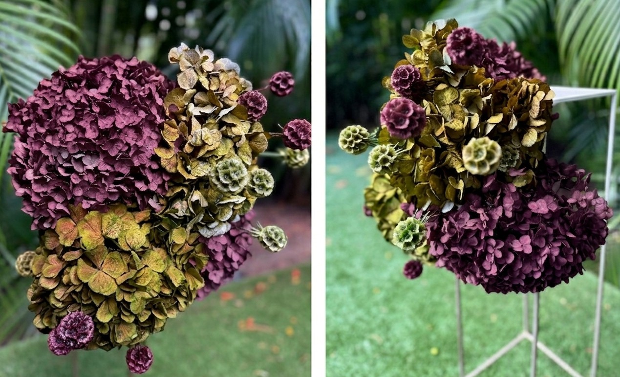 plum and pistachio wedding flowers