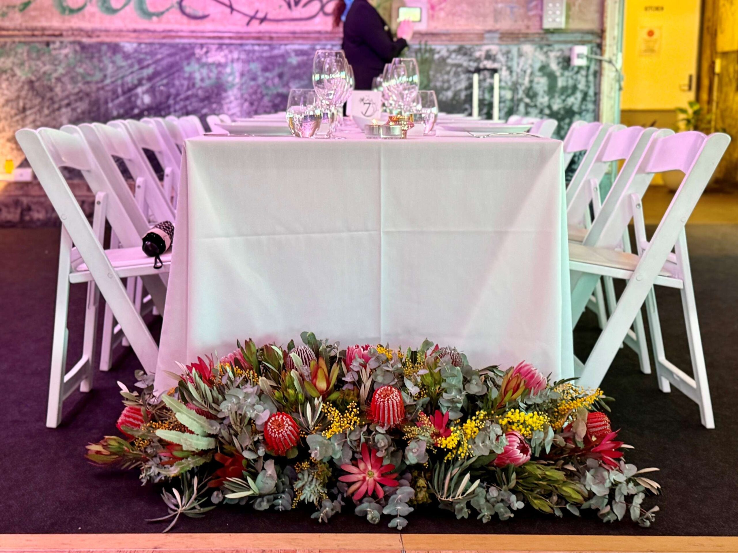 repurposed flowers Brisbane wedding