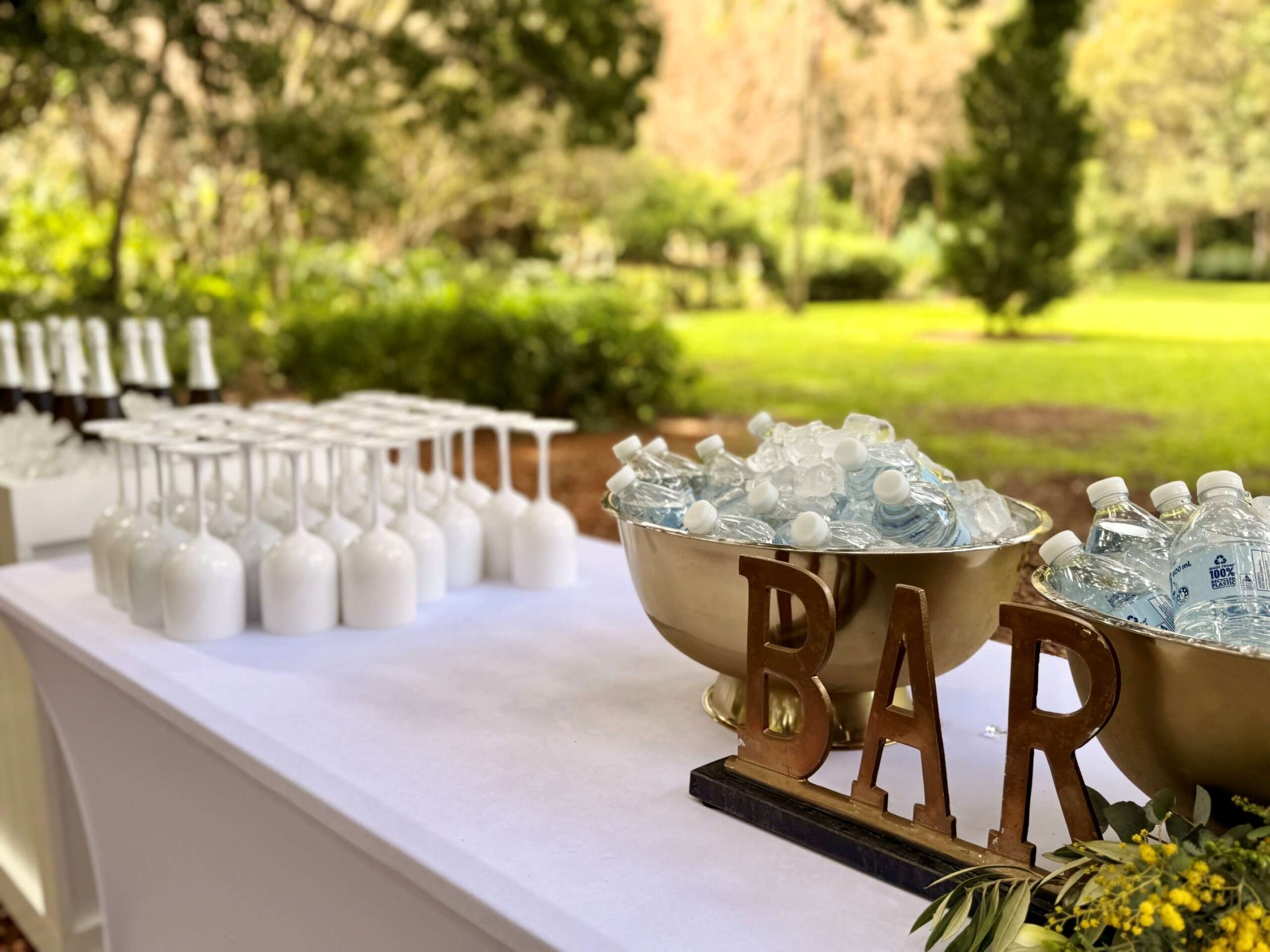 wedding drink glasses white