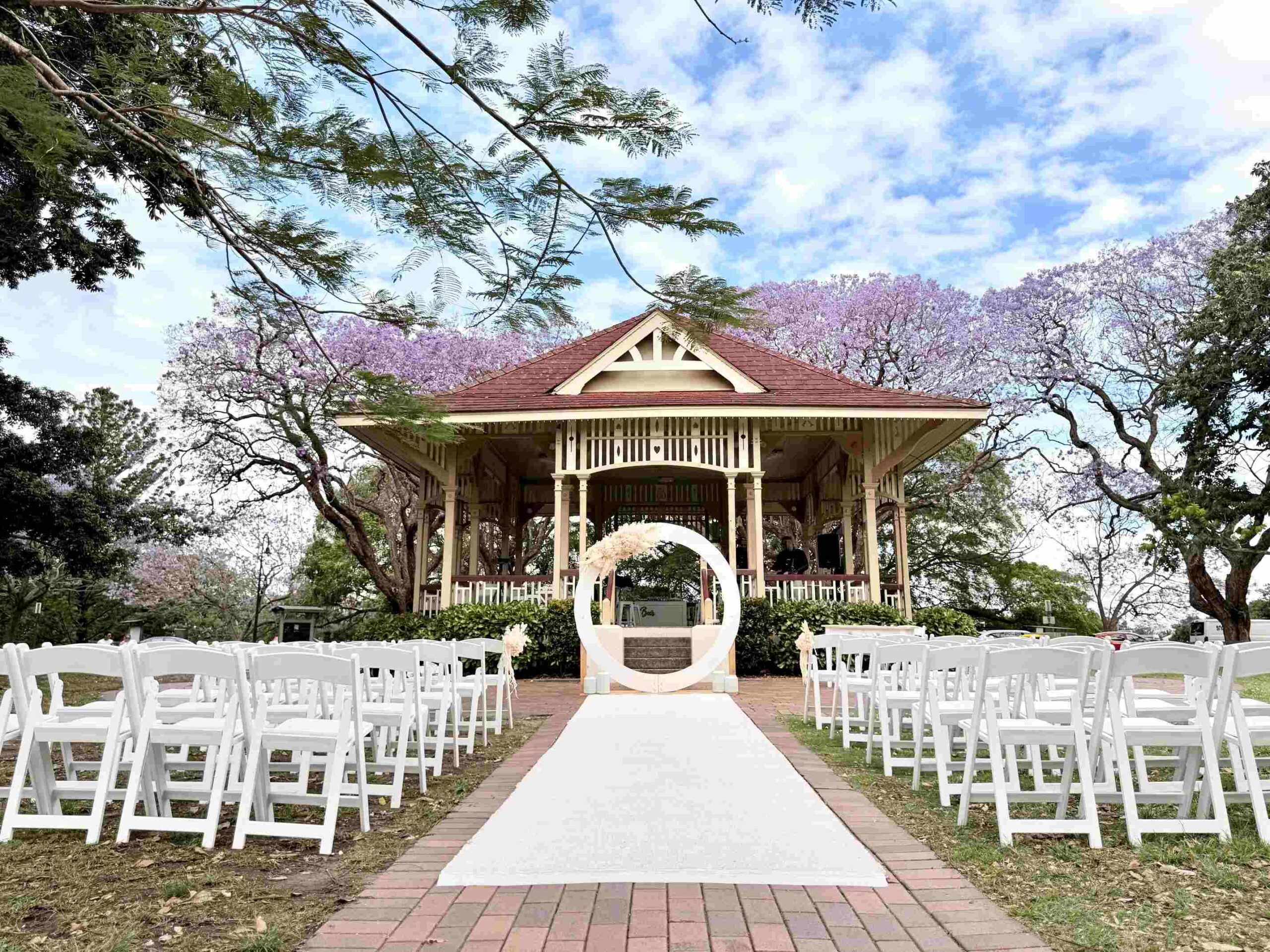 wedding arch outside New Farm Rotunda