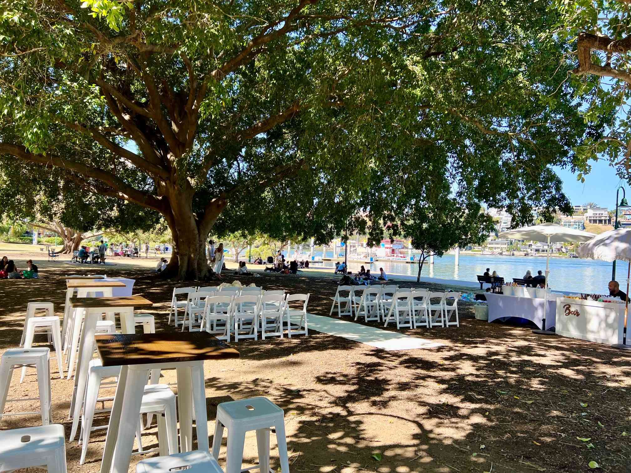 wedding ceremony and cocktail hour New Farm Park